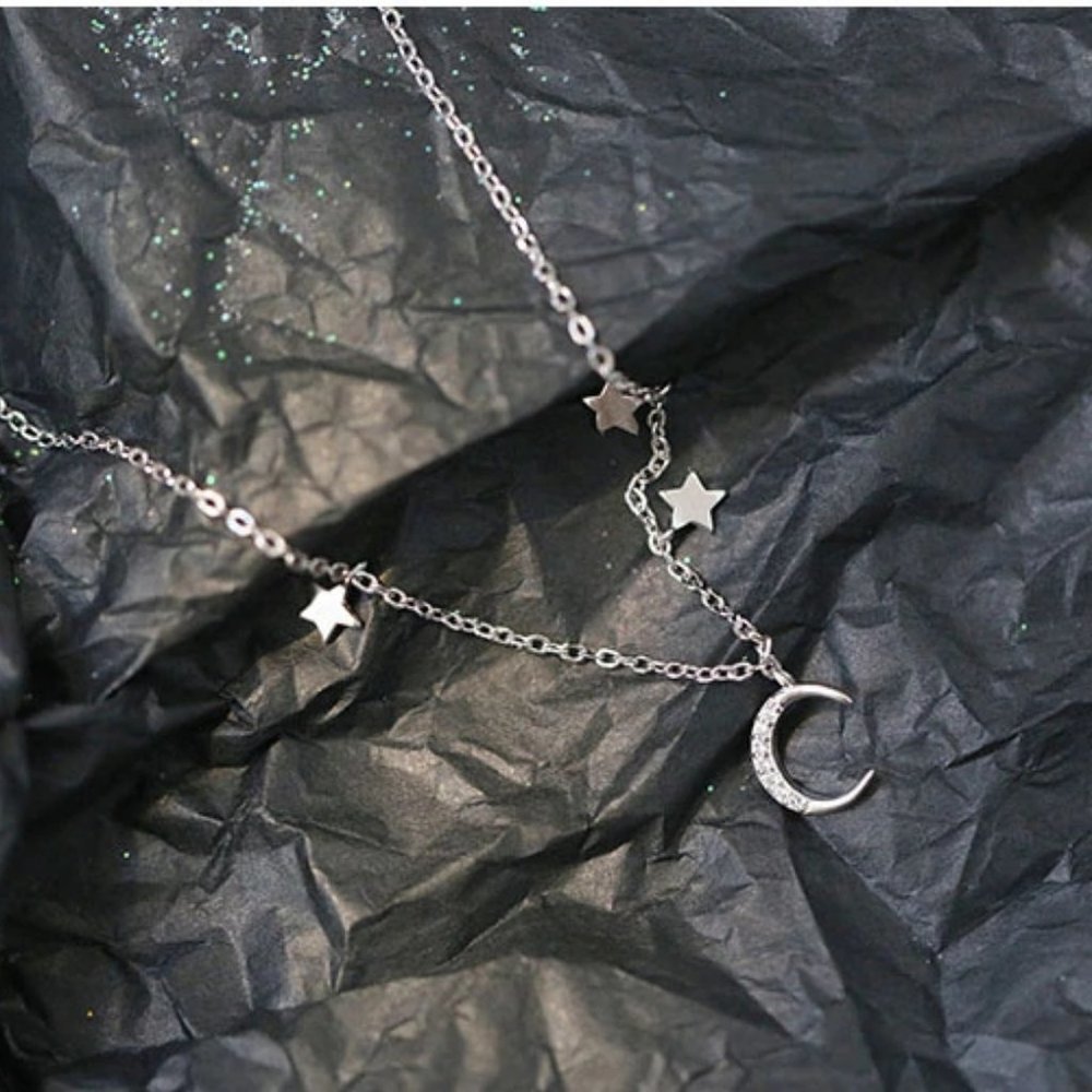 925 Sterling Silver Diamond Moon Star Bracelet A - Picture 5 of 8